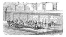 People Sweeping The Street With Carts Vintage Engraving