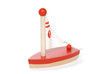 Wooden sailboat on a white background.