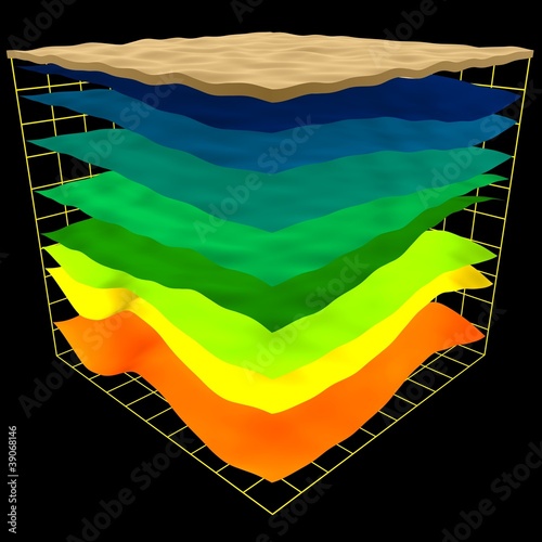 Cuadros en Lienzo abstract geology layers scheme, 3d render isolated on black