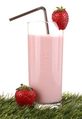 Wall Mural - strawberry smoothie on white