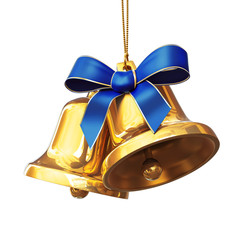 Pair of golden bells with blue bow