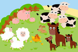 Fototapeta Pokój dzieciecy - Yard with farm animals