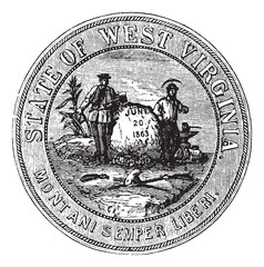 Wall Mural - seal of the state of west virginia, usa, vintage engraving