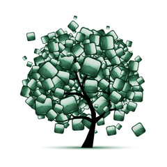 Poster - Green stone tree for your design