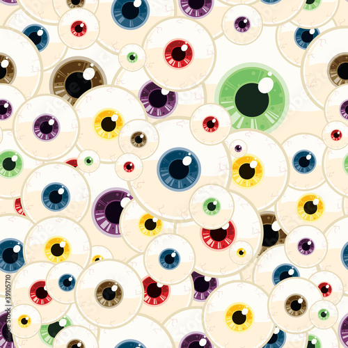 Fototapeta na wymiar Repeating Eyeball Seamless Background Pattern