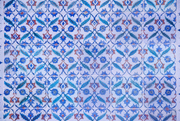 Wall Mural - ancient iznik tiles with floral pattern