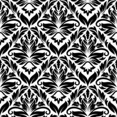Poster - White and black floral seamless