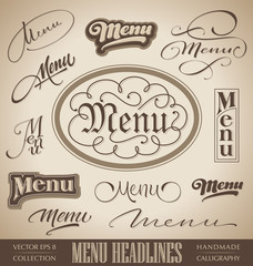 Wall Mural - vector set: menu headlines, handmade calligraphy (eps8)