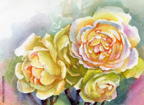 Nowoczesny obraz na płótnie WATERCOLOR FLOWER-ROSE