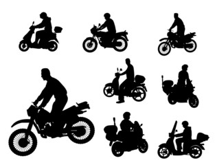 Fotobehang - motorcyclists silhouettes
