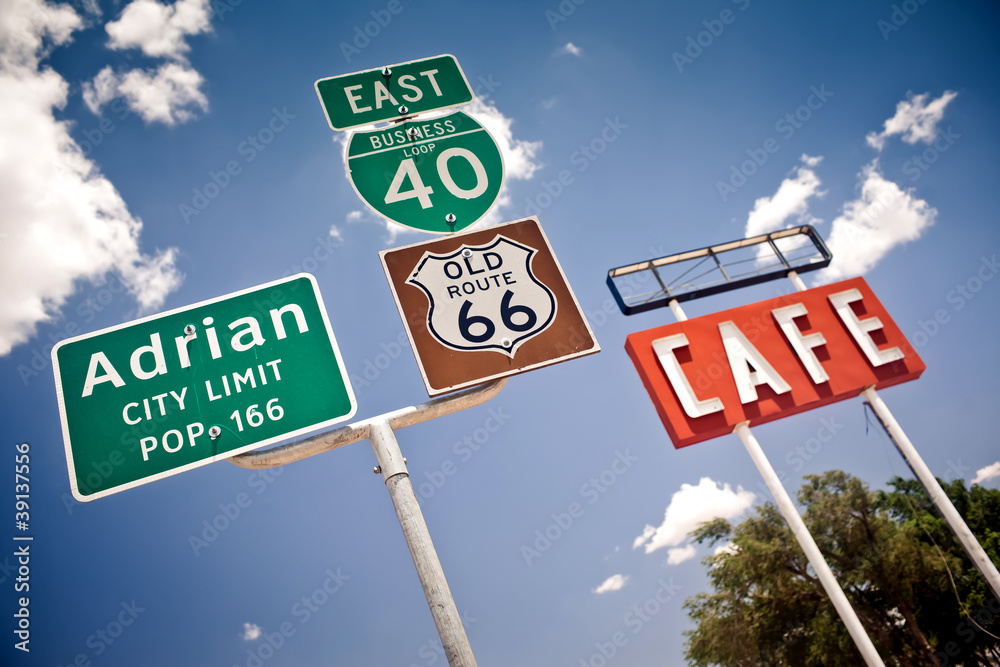 Route 66 intersection signs Stock Photo | Adobe Stock