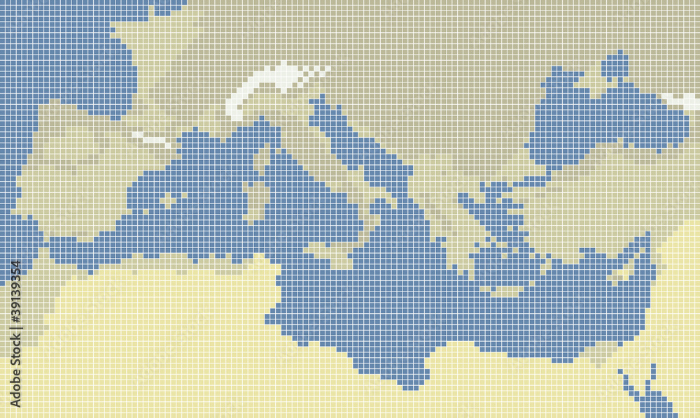 Mediterranean sea pixel map Stock Vector | Adobe Stock