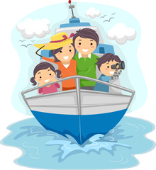 Sticker - Family Traveling by Ship