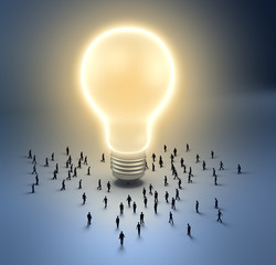 Wall Mural - tiny people - light bulb