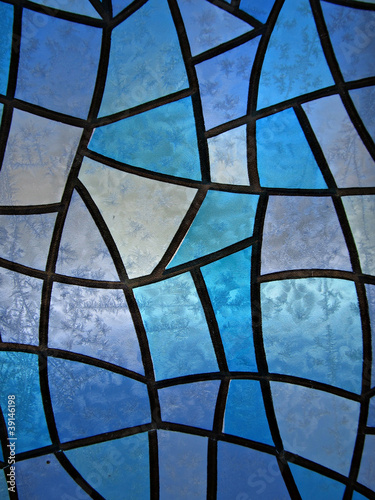 Naklejka - mata magnetyczna na lodówkę Stained glass background with ice flowers