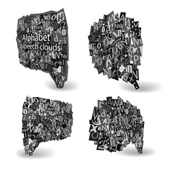 Poster - Black Vector talk bubbles of letters from newspaper