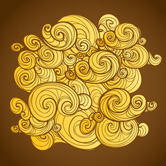 Poster - Background of yellow curled abstract clouds