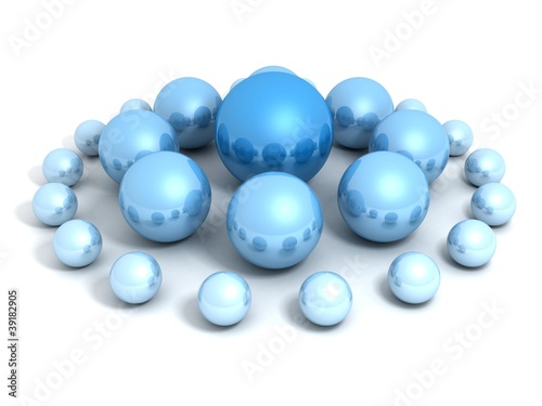 leadership concept with blue spheres big and small size