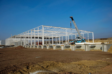 Construction site of modern warehouse