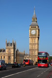 Fototapeta Londyn - Big Ben with city bus in London, UK