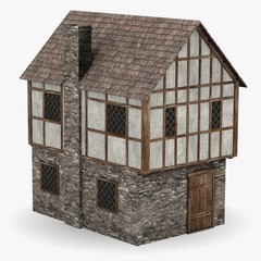 Sticker - 3d render of medieval building