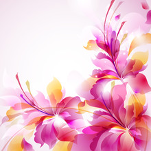 Tender Background With Three Abstract Flower