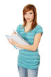 Teen student girl with notepad