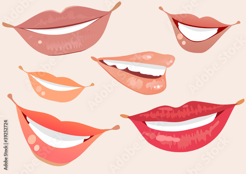 collection of female lips Tableau sur Toile
