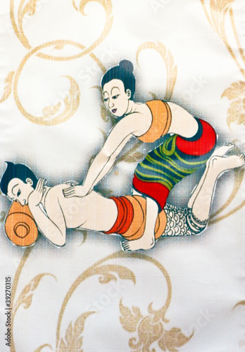 Naklejka na szafę massaging of a Thai