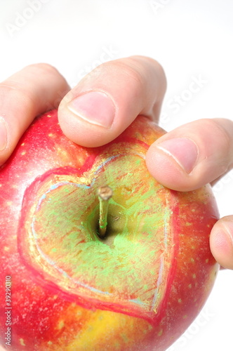 Jabłko W Dłoni Zdrowie Serce Rysunek Buy This Stock Photo