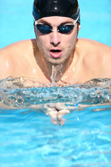 Poster - Swimmer - man swimming breaststroke