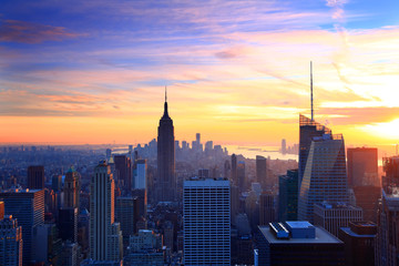 Fototapete - New York City skyline at sunset