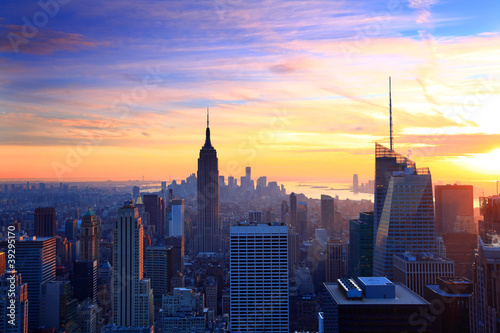 Zdjęcie XXL Panoramę Nowego Jorku o zachodzie słońca