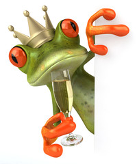 Wall Mural - Grenouille et champagne