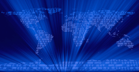 abstract binary code on blue background