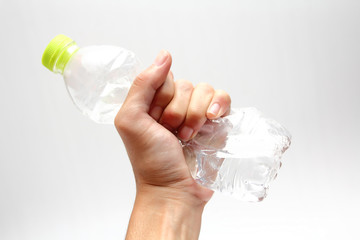  Plastic water bottles recycle in hand
