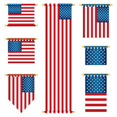 Wall Mural - usa stars and stripes flag banners american vector clipart red white blue isolated on white