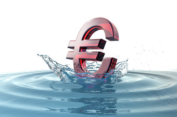 Wall Mural - euro sign falling into water with splash