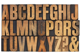 Wall Mural - alphabet in letterpress wood type