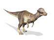 Photorealistic 3 D rendering of a Pachycephalosaurus.