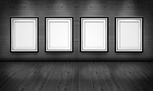 Empty Picture Frames In The Art Gallery Wood Black White Room