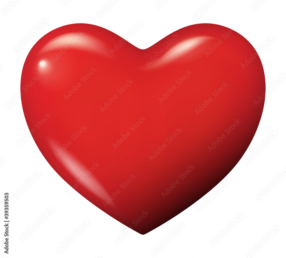 Perfect red heart vector isolated - obrazy, fototapety, plakaty 