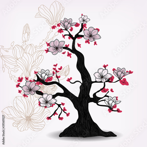 Naklejka na kafelki magnolia tree