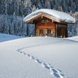 canvas print picture - Berghütte im Winter