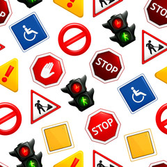 Canvas Print - Road signs, seamless pattern