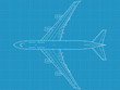 detailed vector illustration of modern civil airplane top view