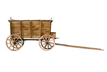 Old Wooden Wagon Isolated On