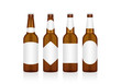 realistic glass beer bottle with different labels