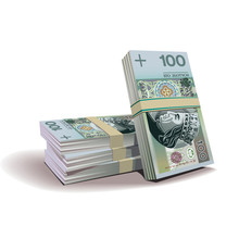 Zloty Banknotes Vector Illustration, Financial Theme
