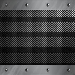 Brushed aluminum frame bolted to a carbon fiber background